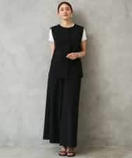 FMLGD13280 MICHEL KLEIN(ミッシェルクラン) [セットアップ対応/リラックスボトム]ドローストリングワイドパンツ ブラック