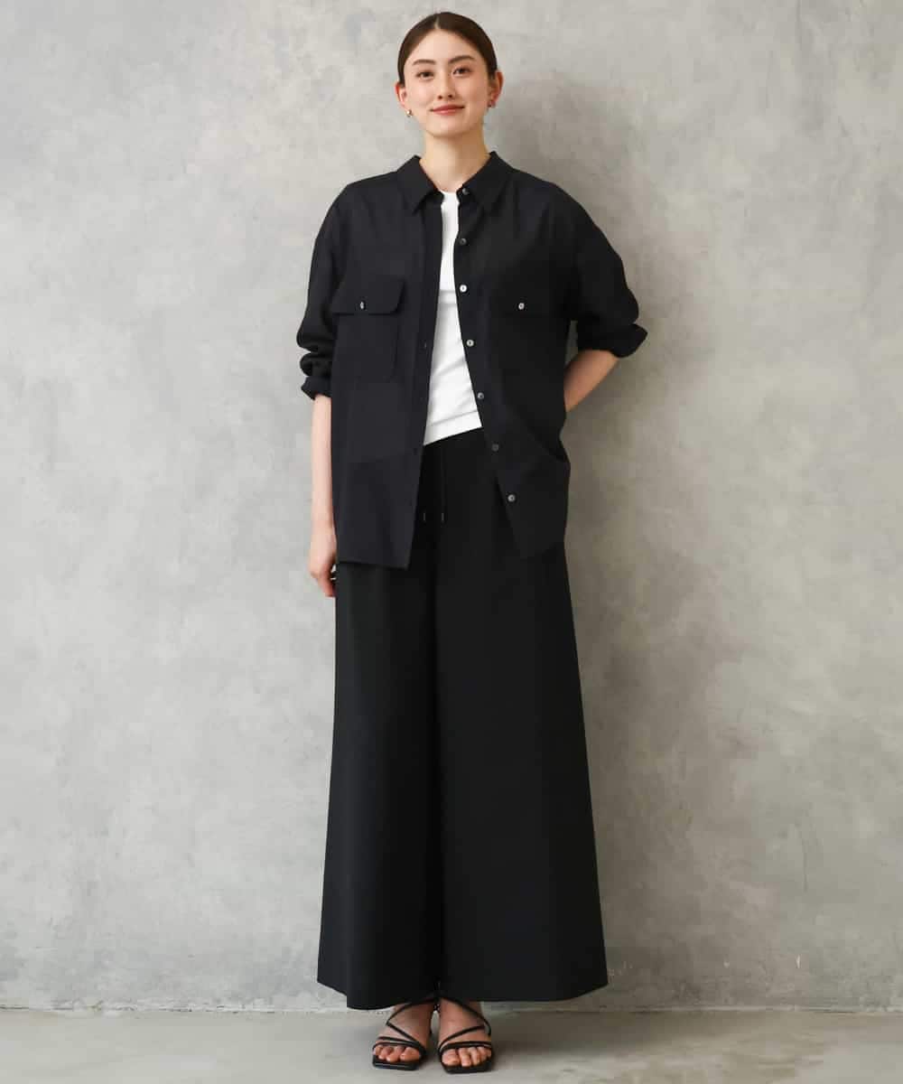 FMLGD13280 MICHEL KLEIN(ミッシェルクラン) [セットアップ対応/リラックスボトム]ドローストリングワイドパンツ ブラック