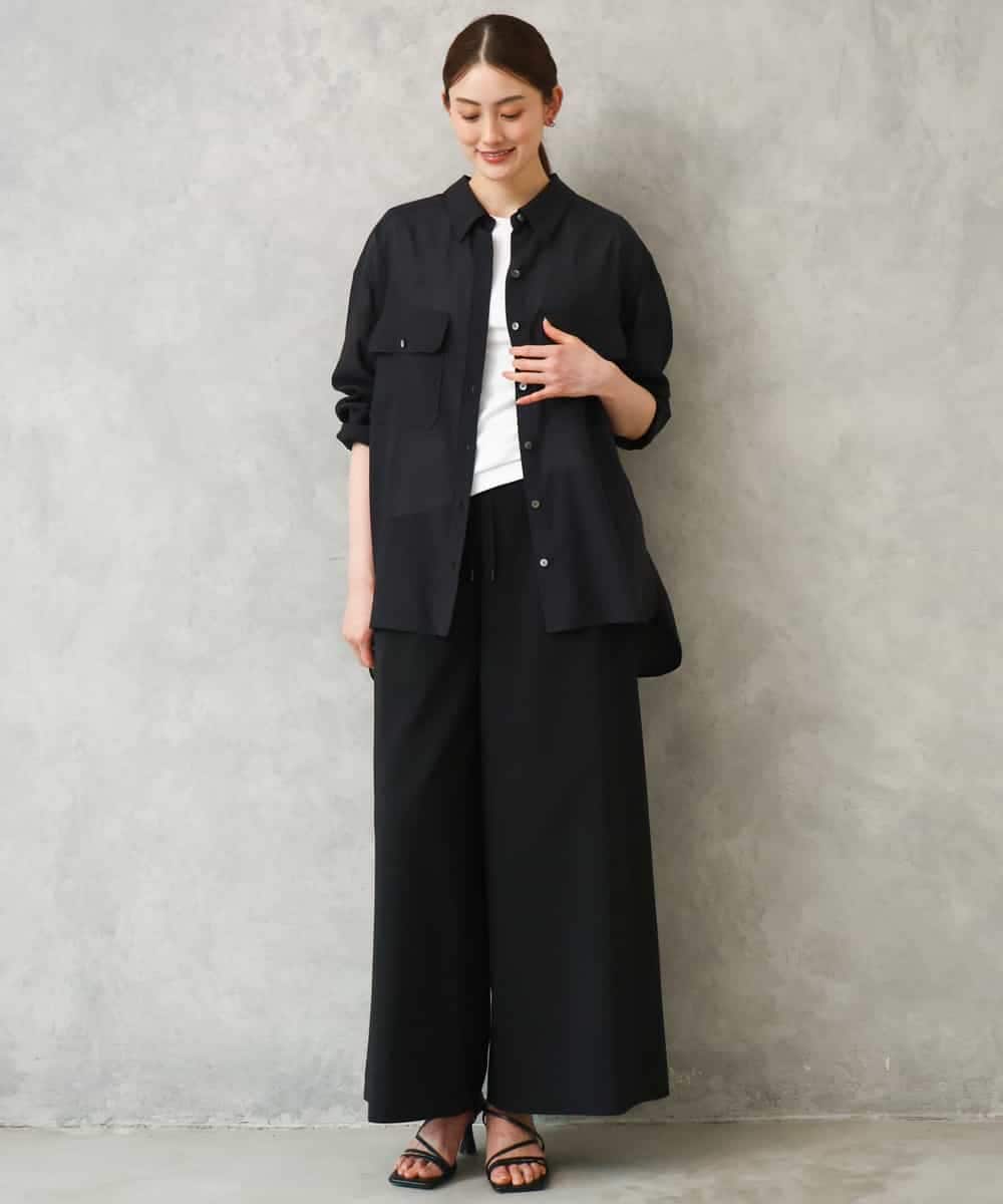 FMLGD13280 MICHEL KLEIN(ミッシェルクラン) [セットアップ対応/リラックスボトム]ドローストリングワイドパンツ ブラック