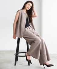 FMLGD13280 MICHEL KLEIN(ミッシェルクラン) [セットアップ対応/リラックスボトム]ドローストリングワイドパンツ ブラック