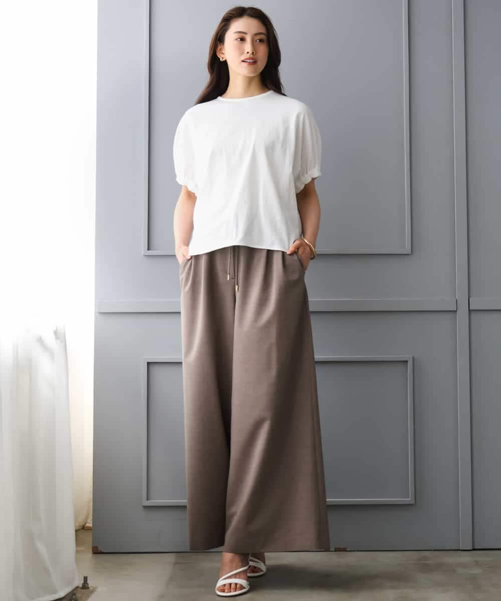 FMLGD13280 MICHEL KLEIN(ミッシェルクラン) [セットアップ対応/リラックスボトム]ドローストリングワイドパンツ ブラック