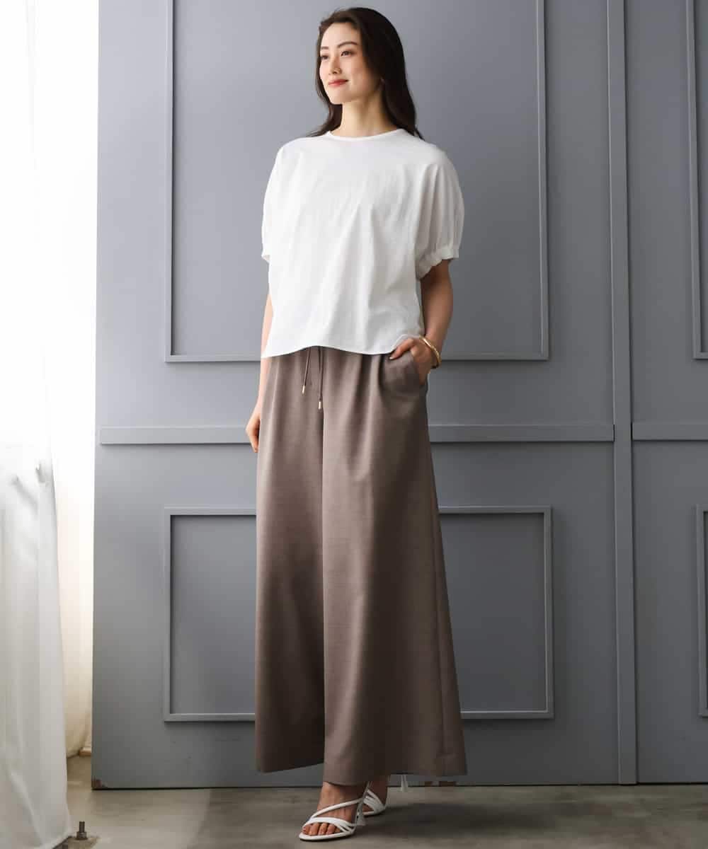 FMLGD13280 MICHEL KLEIN(ミッシェルクラン) [セットアップ対応/リラックスボトム]ドローストリングワイドパンツ ブラック