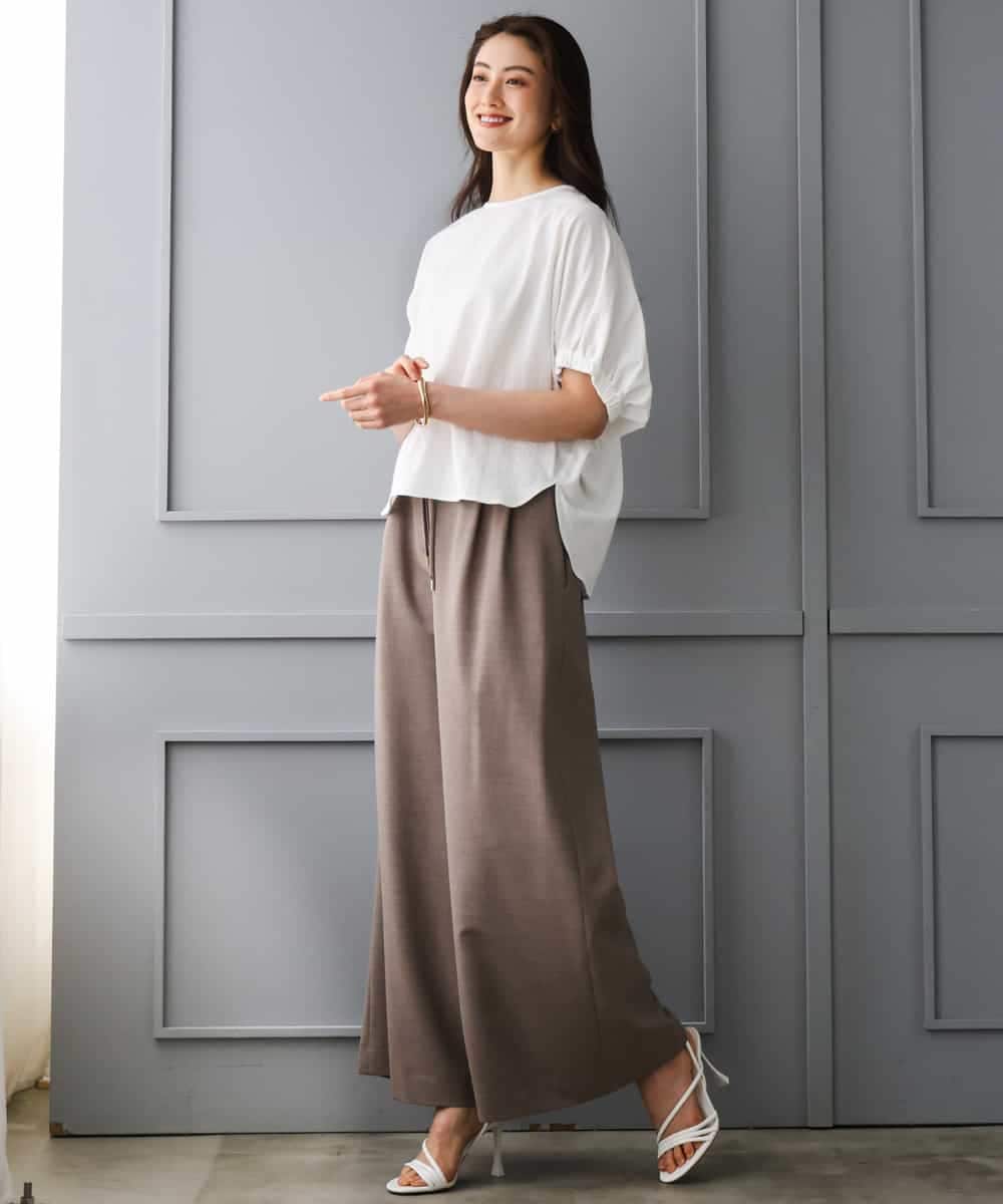 FMLGD13280 MICHEL KLEIN(ミッシェルクラン) [セットアップ対応/リラックスボトム]ドローストリングワイドパンツ ブラック