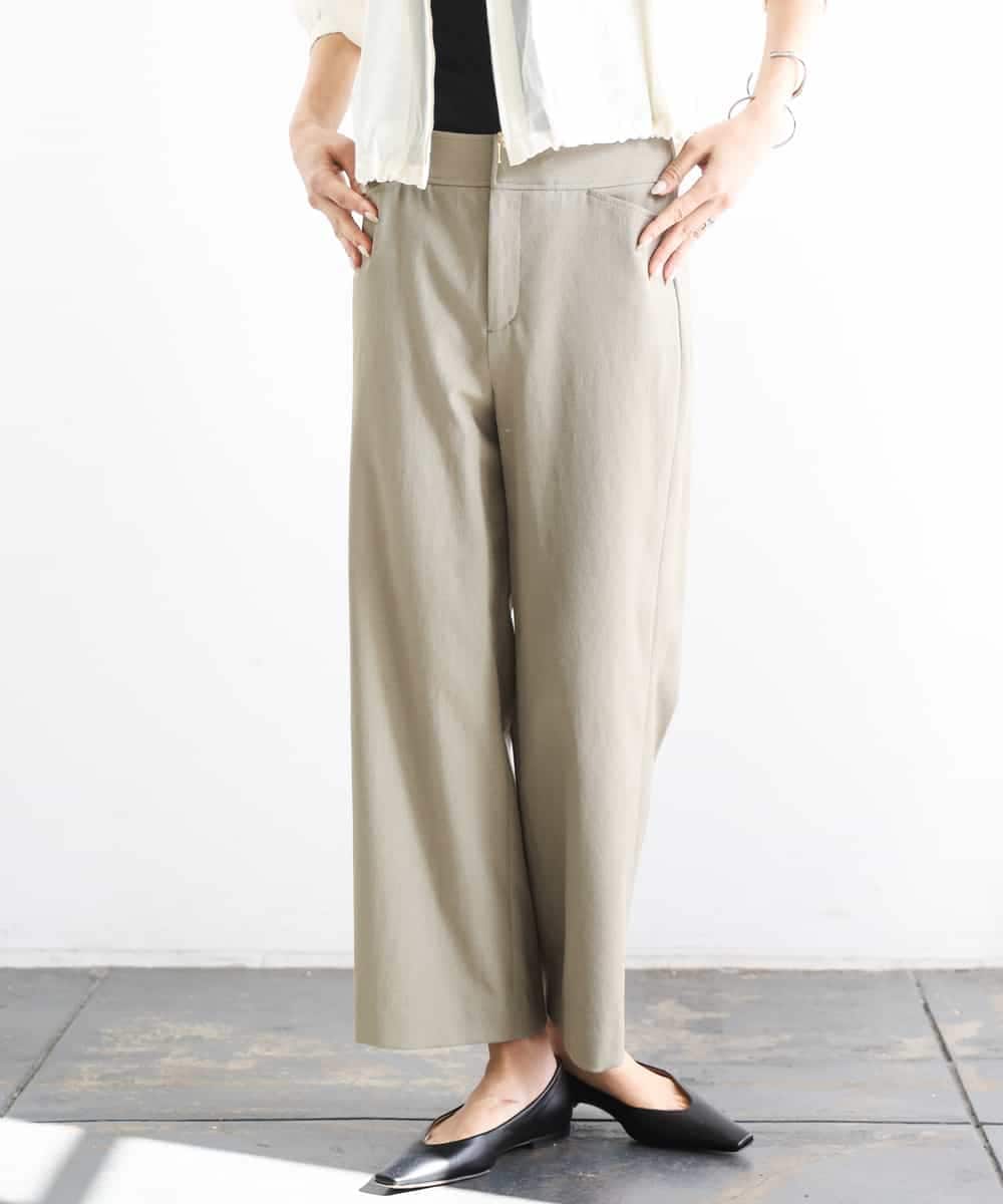 FMLGD17200 MICHEL KLEIN(ミッシェルクラン) [定番人気]ドライストレッチワイドパンツ カーキ