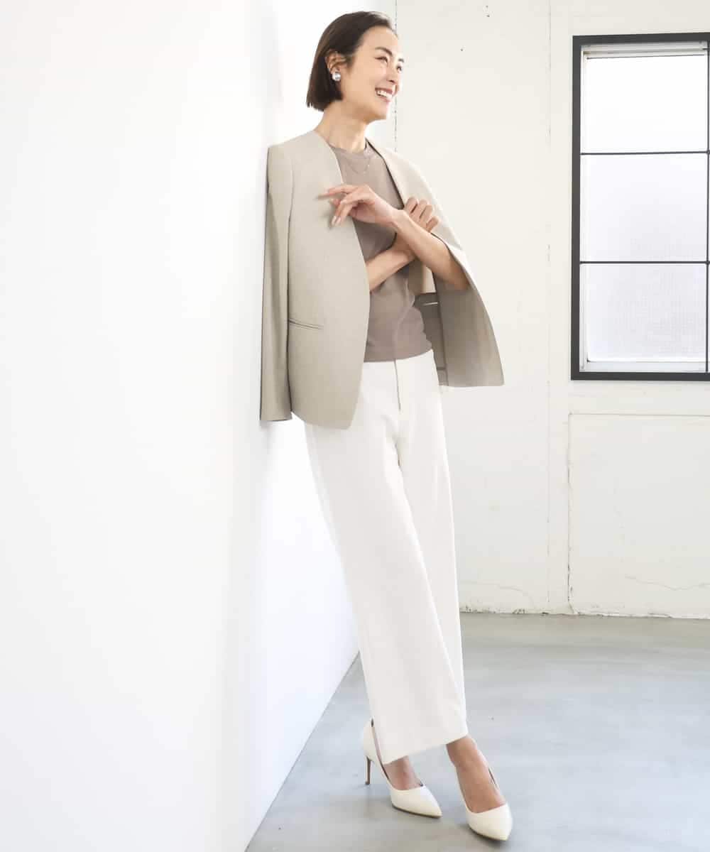 FMLGD17200 MICHEL KLEIN(ミッシェルクラン) [定番人気]ドライストレッチワイドパンツ カーキ