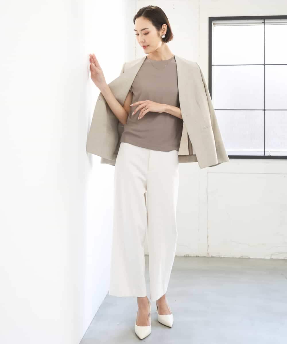 FMLGD17200 MICHEL KLEIN(ミッシェルクラン) [定番人気]ドライストレッチワイドパンツ カーキ