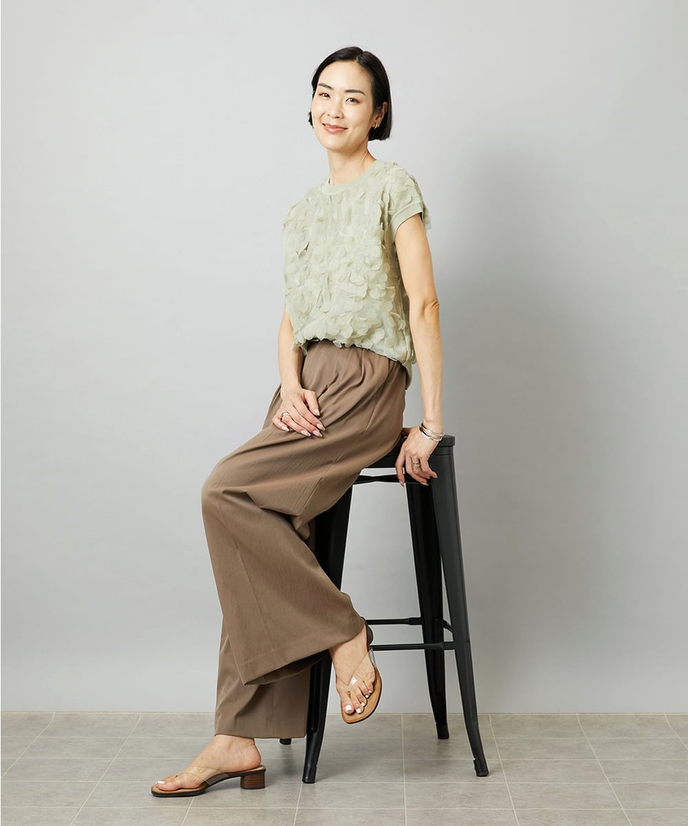 FMLGD22260 MICHEL KLEIN(ミッシェルクラン) 2タックワイドチノパンツ ベージュ