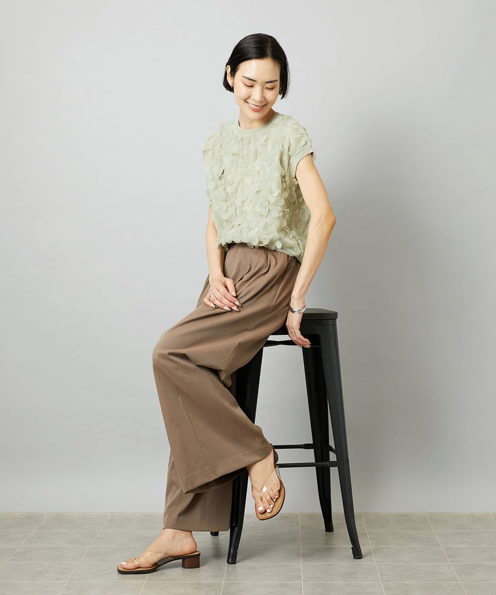 FMLGD22260 MICHEL KLEIN(ミッシェルクラン) 2タックワイドチノパンツ ベージュ
