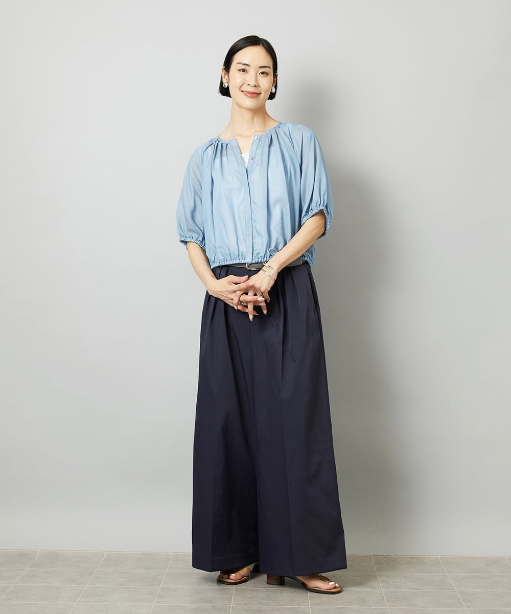 FMLGD22260 MICHEL KLEIN(ミッシェルクラン) 2タックワイドチノパンツ ベージュ