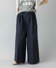 FMLGD22260 MICHEL KLEIN(ミッシェルクラン) 2タックワイドチノパンツ ネイビー