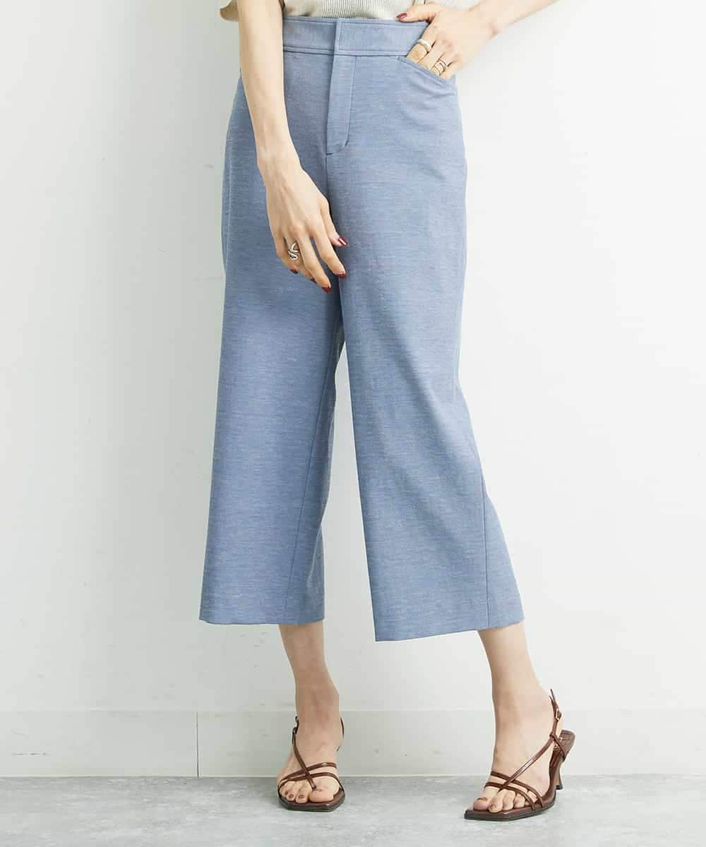 定番人気]ストレッチワイドパンツ（短め）(クロップド・半端丈パンツ