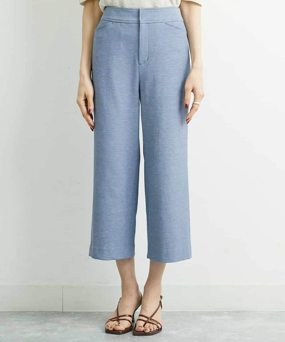 定番人気]ストレッチワイドパンツ（短め）(クロップド・半端丈