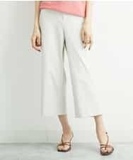 定番人気]ストレッチワイドパンツ（短め）(クロップド・半端丈パンツ