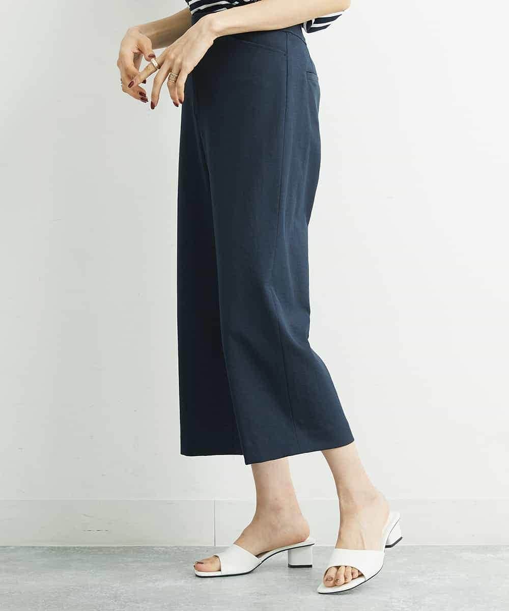 定番人気]ストレッチワイドパンツ（短め）(クロップド・半端丈
