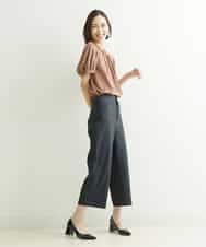 定番人気]ストレッチワイドパンツ（短め）(クロップド・半端丈パンツ