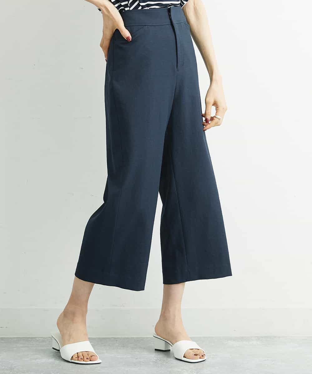 定番人気]ストレッチワイドパンツ（短め）(クロップド・半端丈パンツ