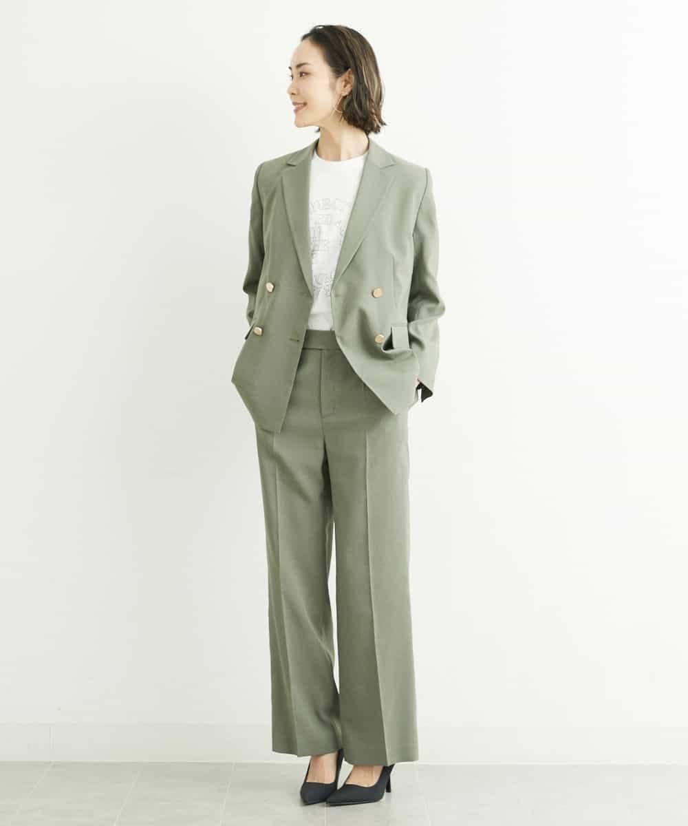 FMLGS27230 MICHEL KLEIN(ミッシェルクラン) [セットアップ対応／メディア着用]アイアスストレッチワイドパンツ カーキ