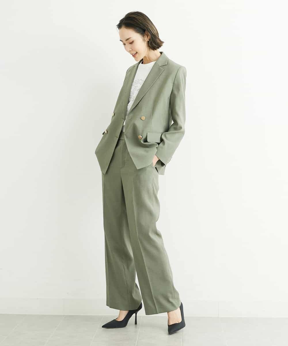 FMLGS27230 MICHEL KLEIN(ミッシェルクラン) [セットアップ対応／メディア着用]アイアスストレッチワイドパンツ カーキ