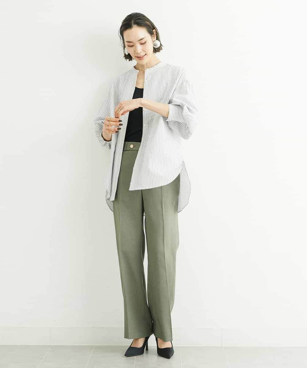 FMLGS27230 MICHEL KLEIN(ミッシェルクラン) [セットアップ対応／メディア着用]アイアスストレッチワイドパンツ カーキ