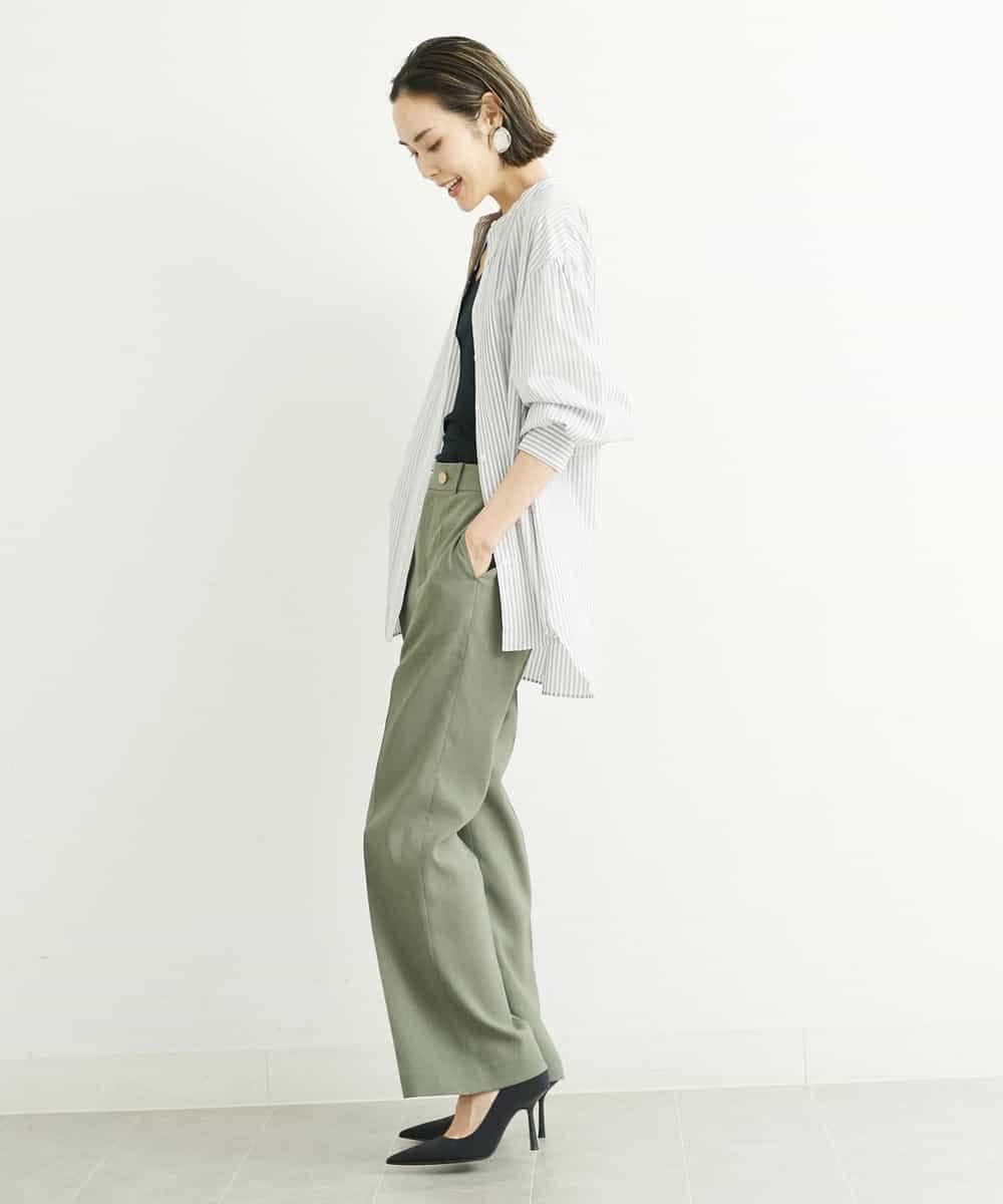 FMLGS27230 MICHEL KLEIN(ミッシェルクラン) [セットアップ対応／メディア着用]アイアスストレッチワイドパンツ カーキ