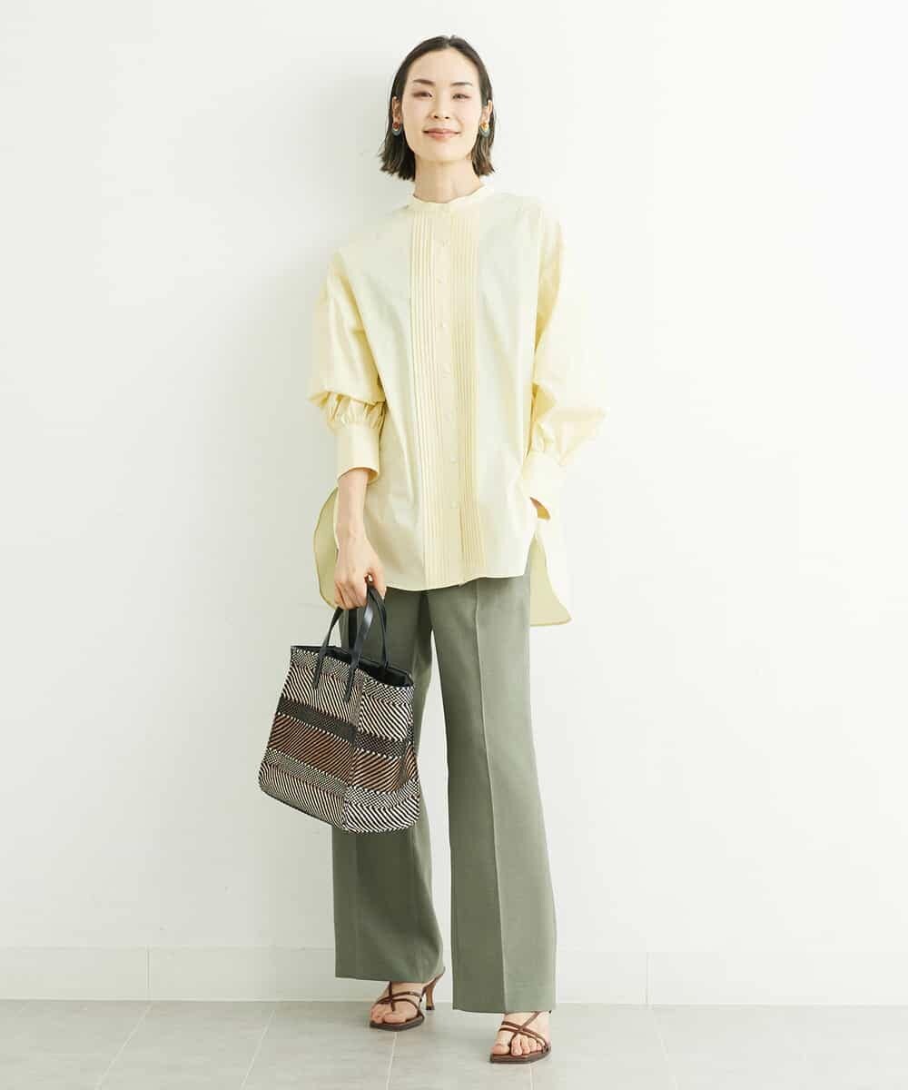 FMLGS27230 MICHEL KLEIN(ミッシェルクラン) [セットアップ対応／メディア着用]アイアスストレッチワイドパンツ カーキ