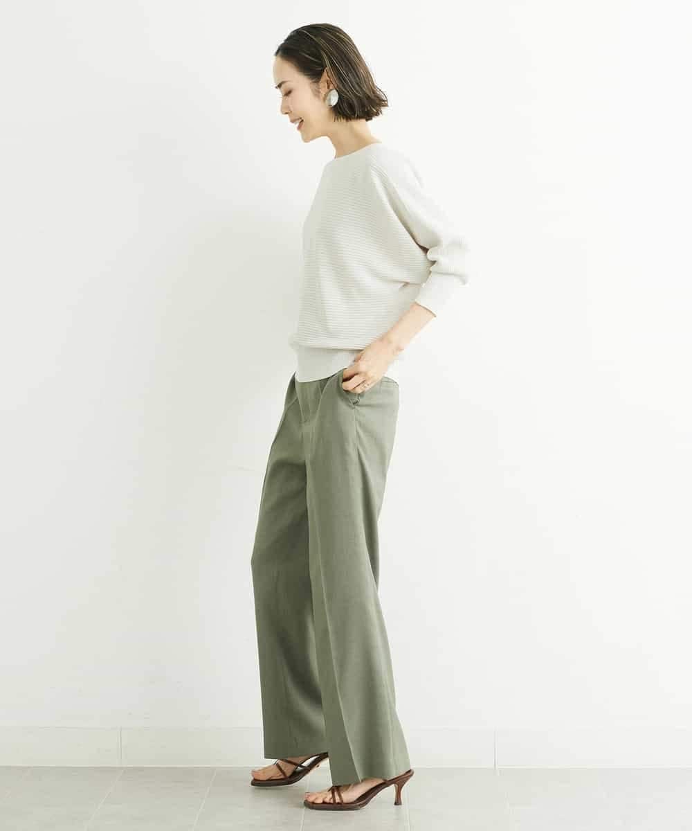 FMLGS27230 MICHEL KLEIN(ミッシェルクラン) [セットアップ対応／メディア着用]アイアスストレッチワイドパンツ カーキ
