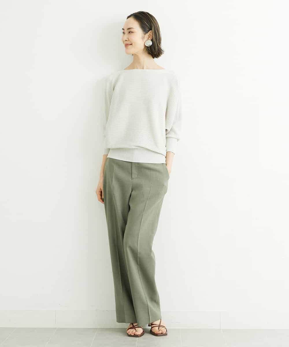 FMLGS27230 MICHEL KLEIN(ミッシェルクラン) [セットアップ対応／メディア着用]アイアスストレッチワイドパンツ カーキ