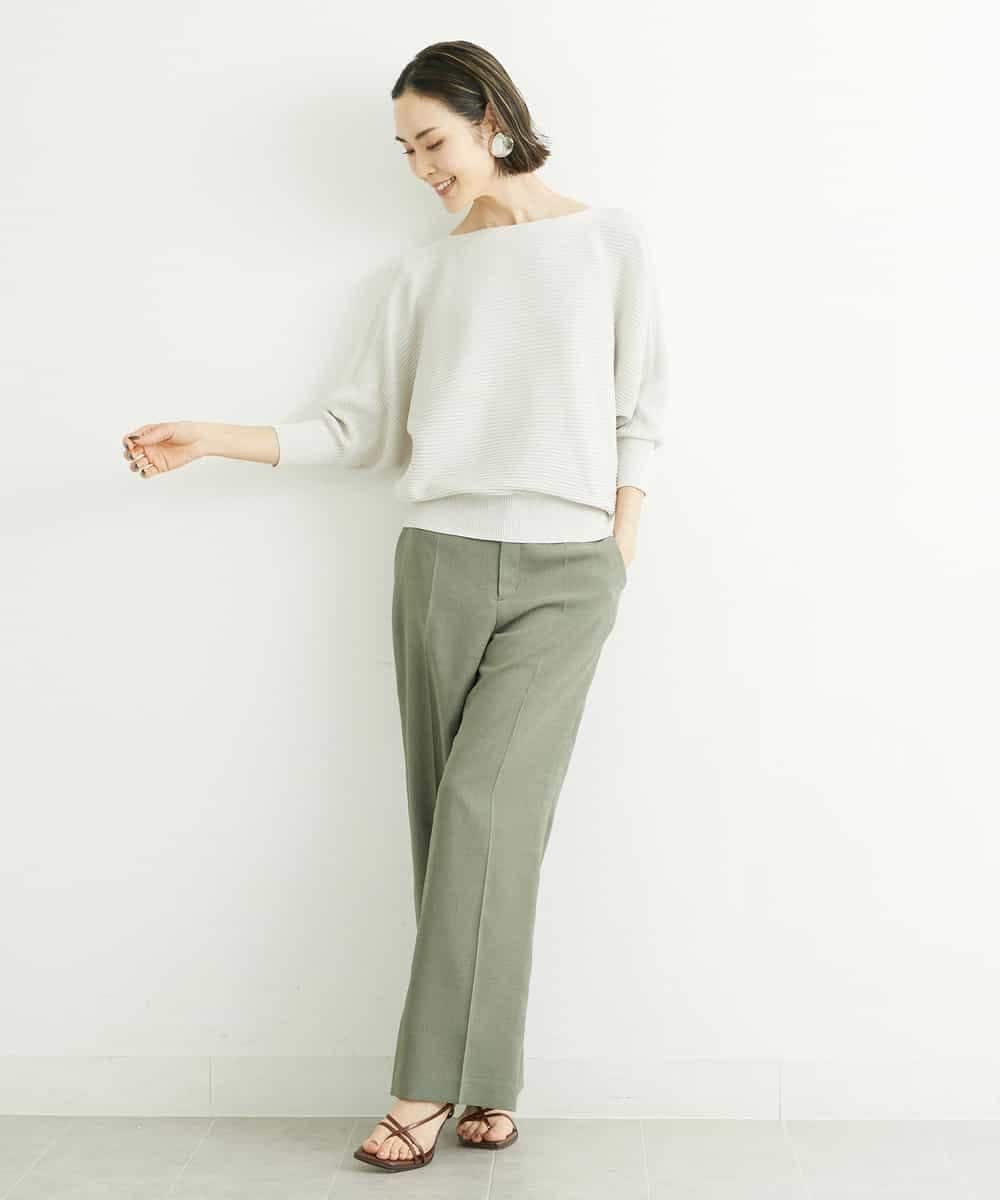 FMLGS27230 MICHEL KLEIN(ミッシェルクラン) [セットアップ対応／メディア着用]アイアスストレッチワイドパンツ カーキ
