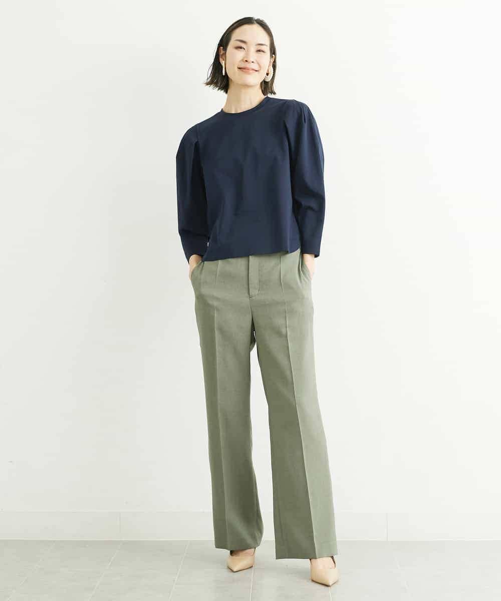 FMLGS27230 MICHEL KLEIN(ミッシェルクラン) [セットアップ対応／メディア着用]アイアスストレッチワイドパンツ カーキ