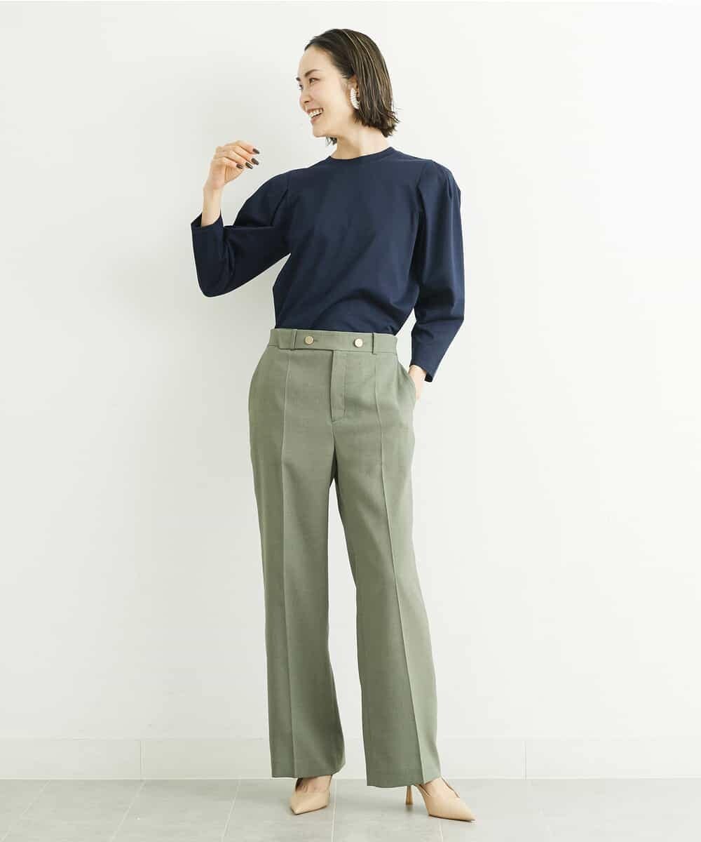 FMLGS27230 MICHEL KLEIN(ミッシェルクラン) [セットアップ対応／メディア着用]アイアスストレッチワイドパンツ カーキ