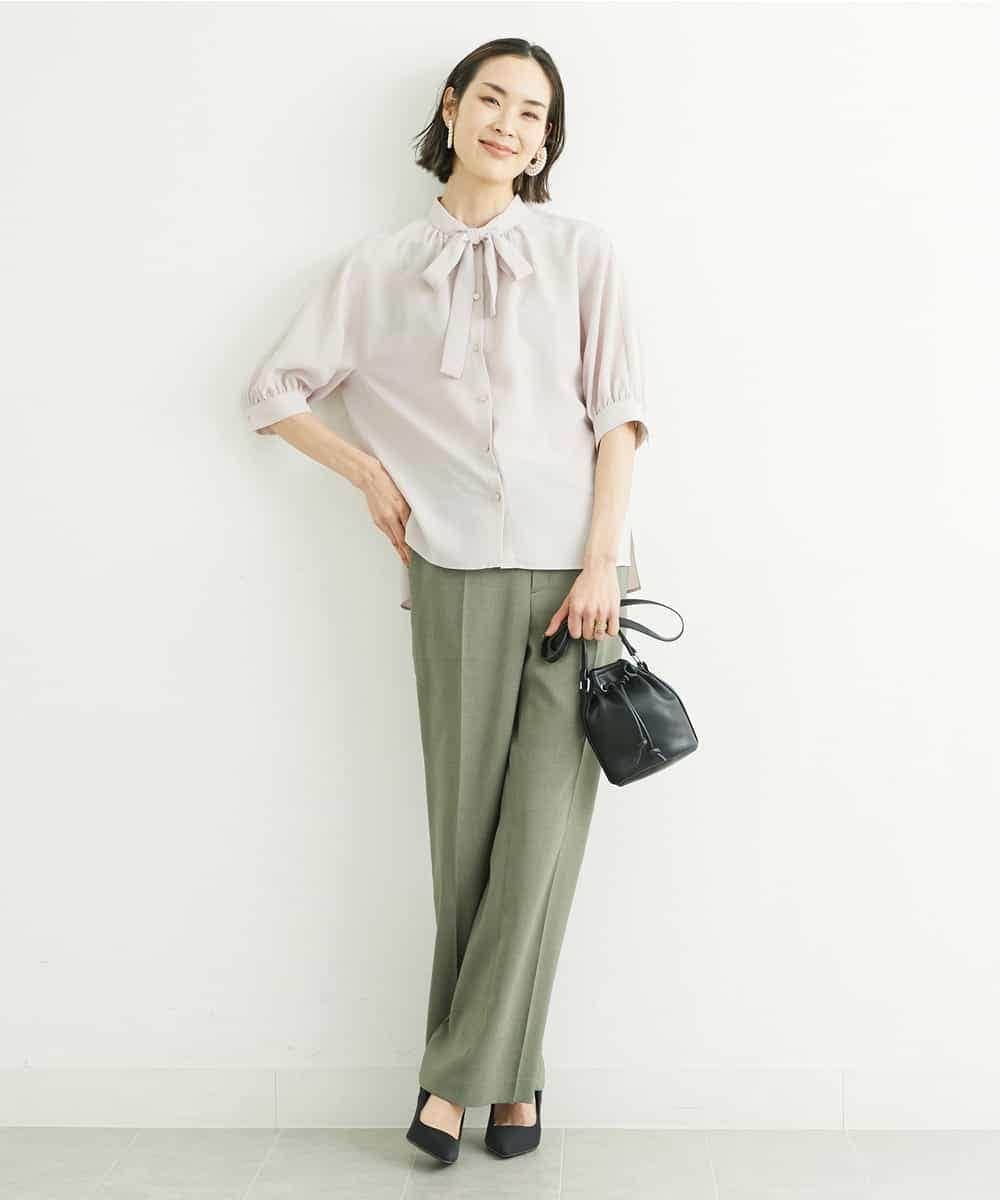 FMLGS27230 MICHEL KLEIN(ミッシェルクラン) [セットアップ対応／メディア着用]アイアスストレッチワイドパンツ カーキ