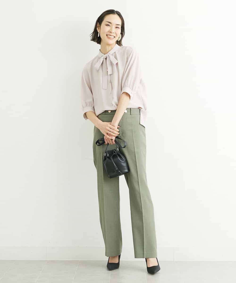 FMLGS27230 MICHEL KLEIN(ミッシェルクラン) [セットアップ対応／メディア着用]アイアスストレッチワイドパンツ カーキ