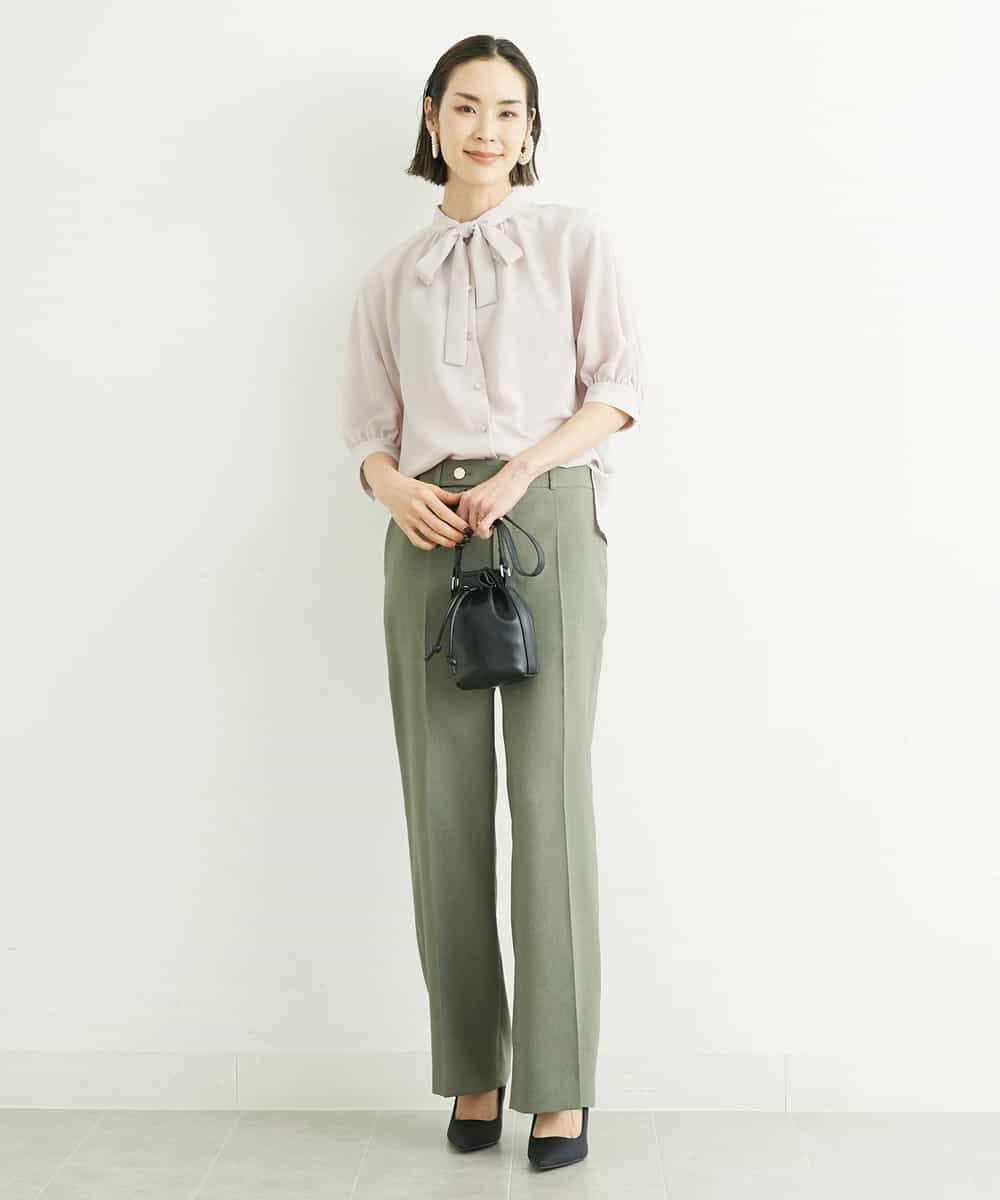 FMLGS27230 MICHEL KLEIN(ミッシェルクラン) [セットアップ対応／メディア着用]アイアスストレッチワイドパンツ カーキ