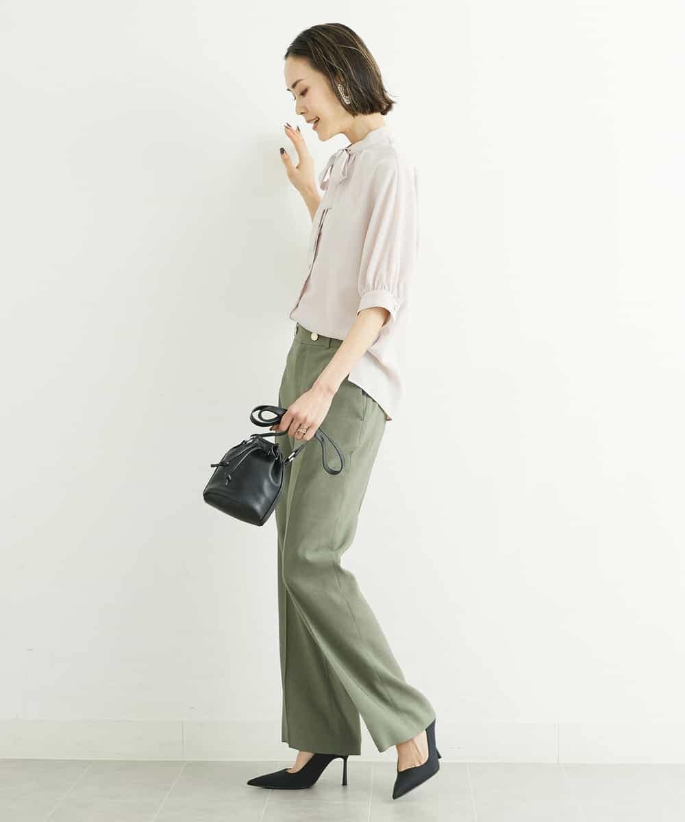 FMLGS27230 MICHEL KLEIN(ミッシェルクラン) [セットアップ対応／メディア着用]アイアスストレッチワイドパンツ カーキ