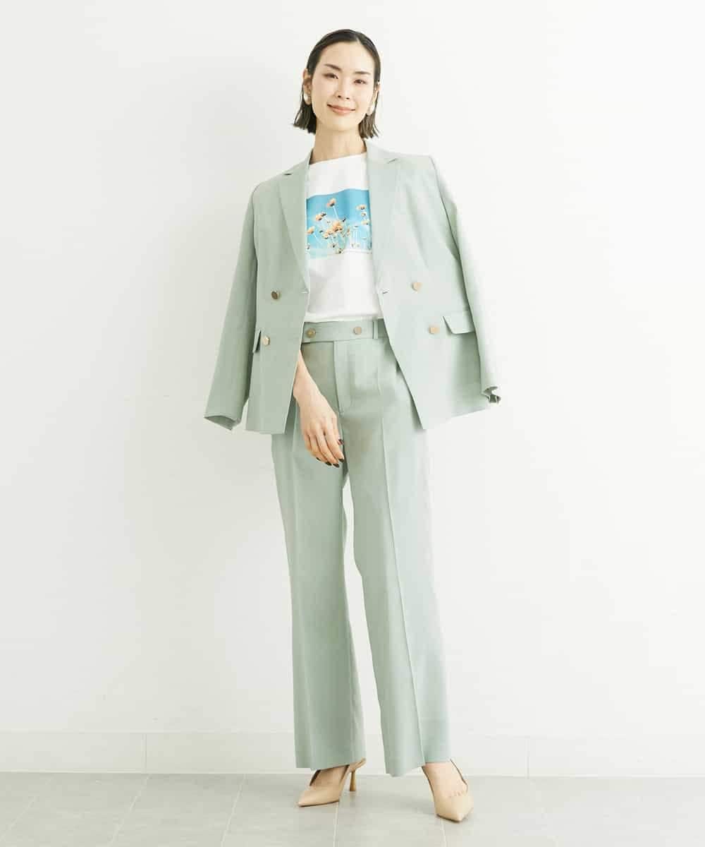 FMLGS27230 MICHEL KLEIN(ミッシェルクラン) [セットアップ対応／メディア着用]アイアスストレッチワイドパンツ カーキ
