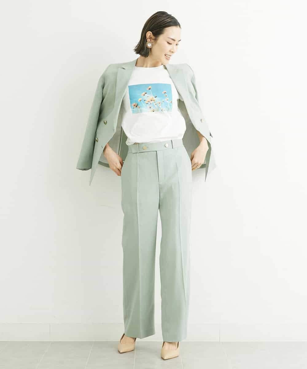 FMLGS27230 MICHEL KLEIN(ミッシェルクラン) [セットアップ対応／メディア着用]アイアスストレッチワイドパンツ カーキ