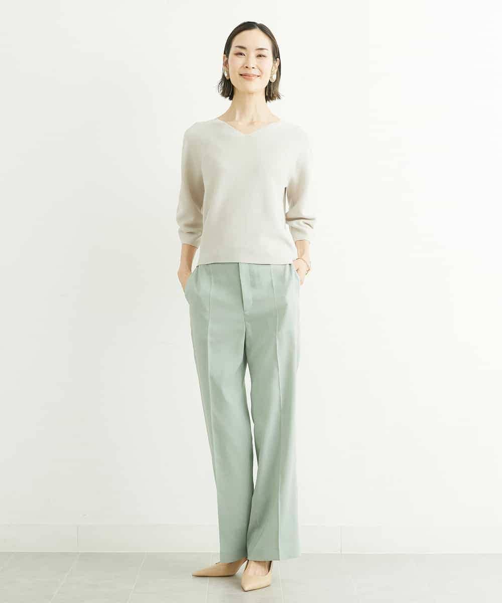 FMLGS27230 MICHEL KLEIN(ミッシェルクラン) [セットアップ対応／メディア着用]アイアスストレッチワイドパンツ カーキ
