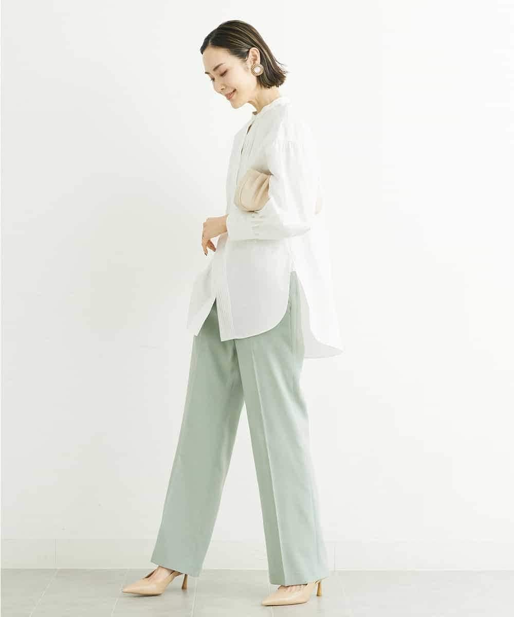 FMLGS27230 MICHEL KLEIN(ミッシェルクラン) [セットアップ対応／メディア着用]アイアスストレッチワイドパンツ カーキ