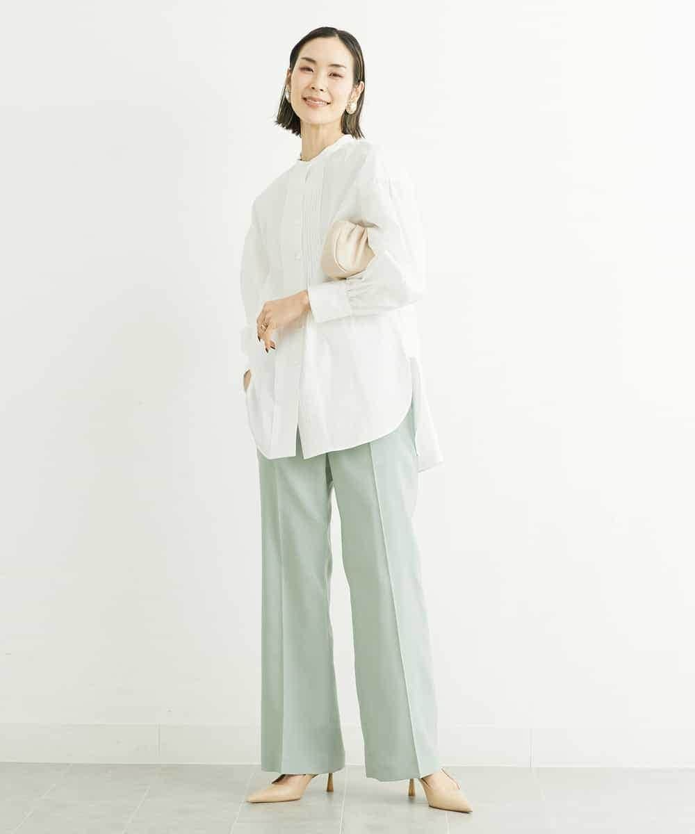 FMLGS27230 MICHEL KLEIN(ミッシェルクラン) [セットアップ対応／メディア着用]アイアスストレッチワイドパンツ カーキ