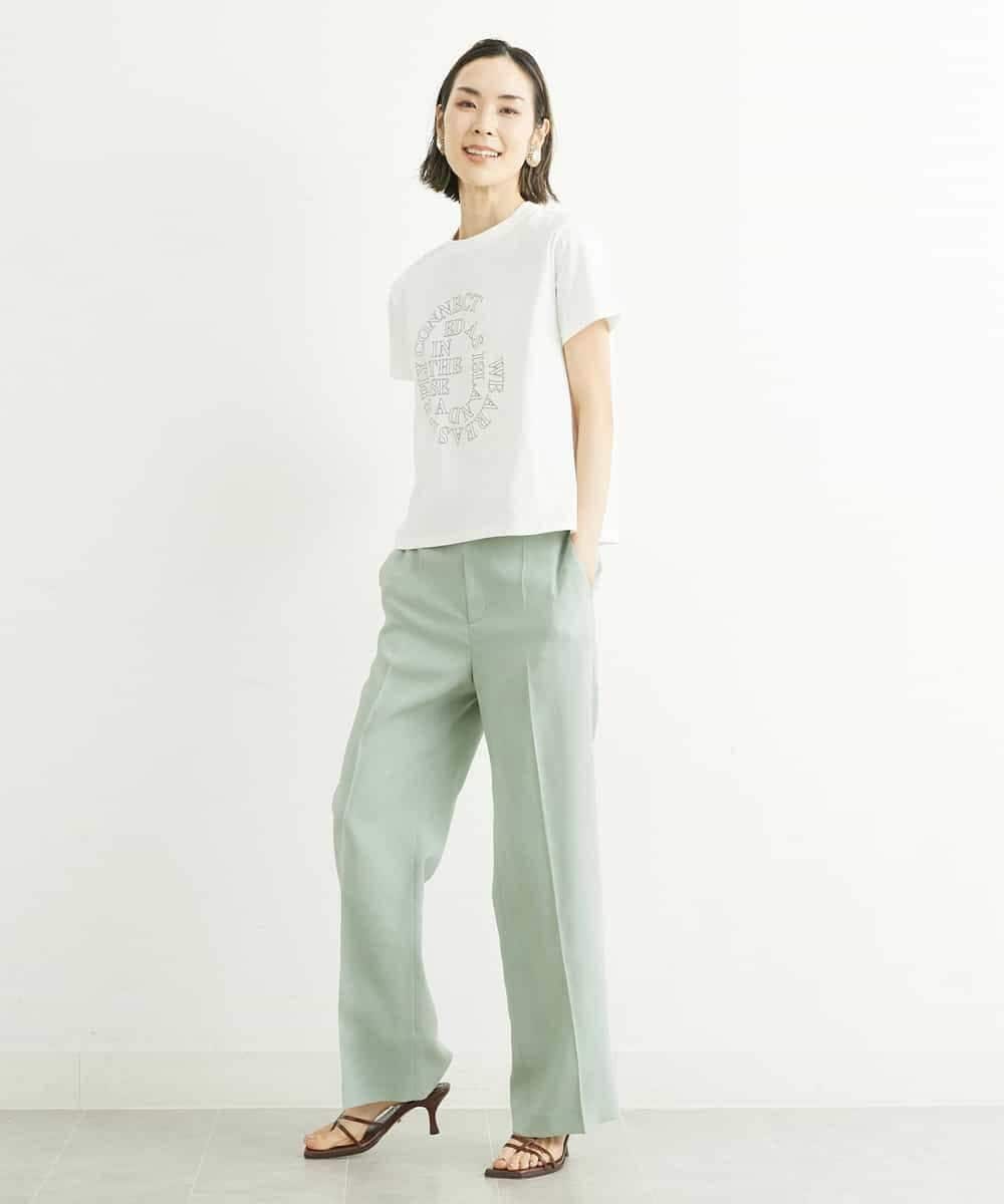 FMLGS27230 MICHEL KLEIN(ミッシェルクラン) [セットアップ対応／メディア着用]アイアスストレッチワイドパンツ カーキ