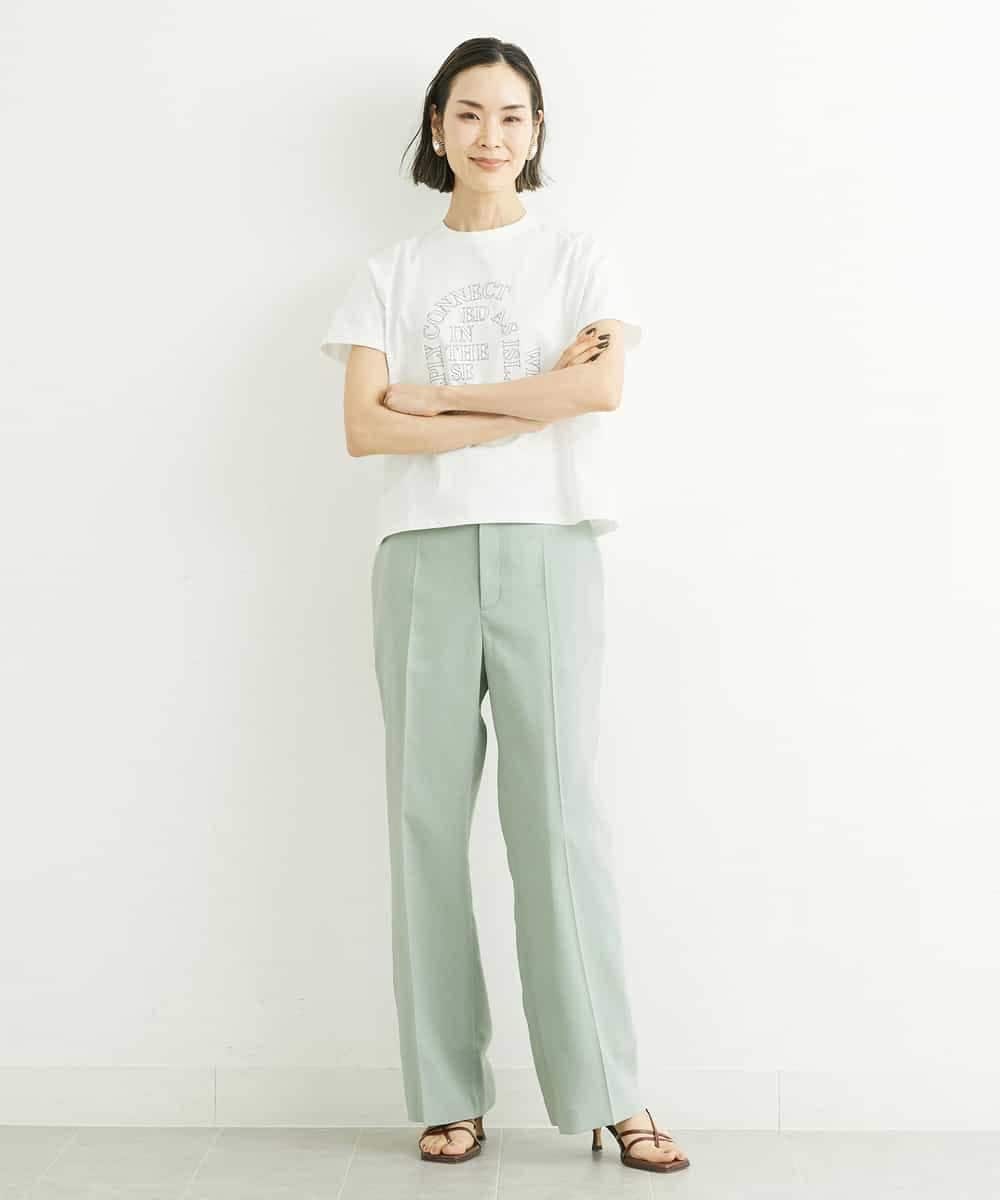 FMLGS27230 MICHEL KLEIN(ミッシェルクラン) [セットアップ対応／メディア着用]アイアスストレッチワイドパンツ カーキ