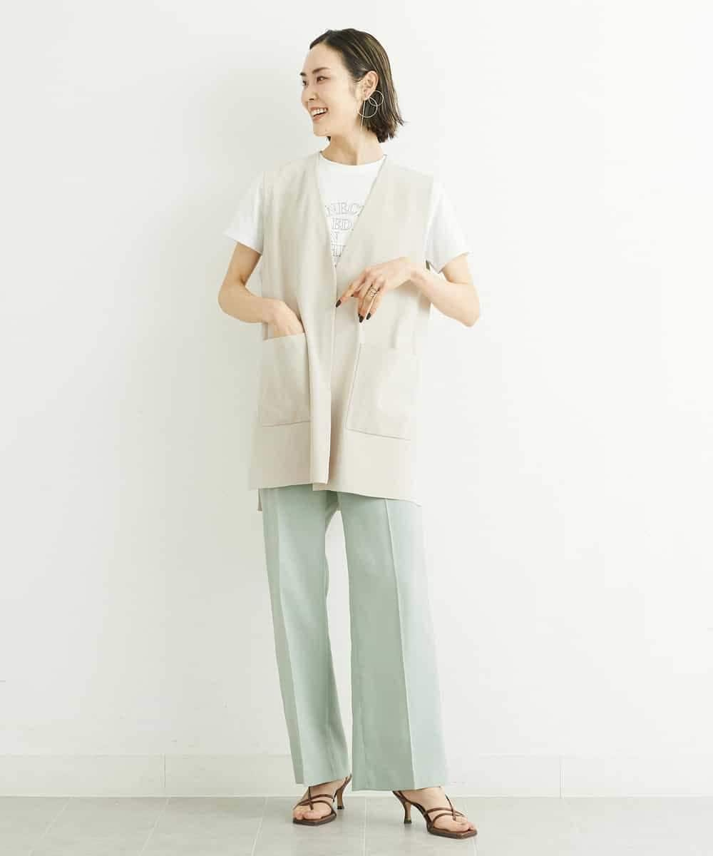 FMLGS27230 MICHEL KLEIN(ミッシェルクラン) [セットアップ対応／メディア着用]アイアスストレッチワイドパンツ カーキ