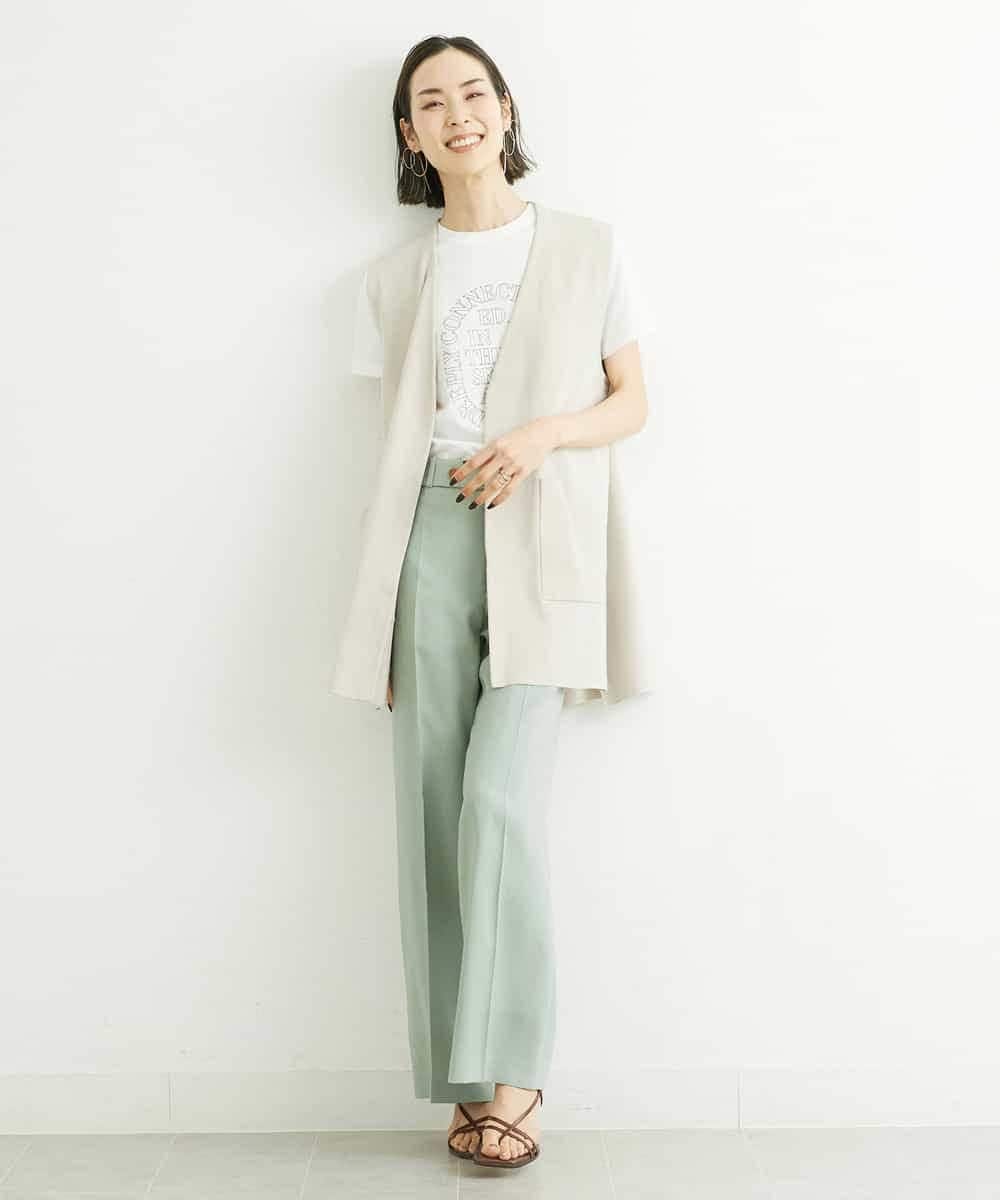FMLGS27230 MICHEL KLEIN(ミッシェルクラン) [セットアップ対応／メディア着用]アイアスストレッチワイドパンツ カーキ