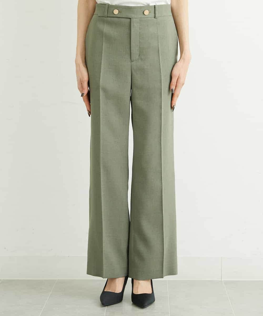 FMLGS27230 MICHEL KLEIN(ミッシェルクラン) [セットアップ対応／メディア着用]アイアスストレッチワイドパンツ カーキ