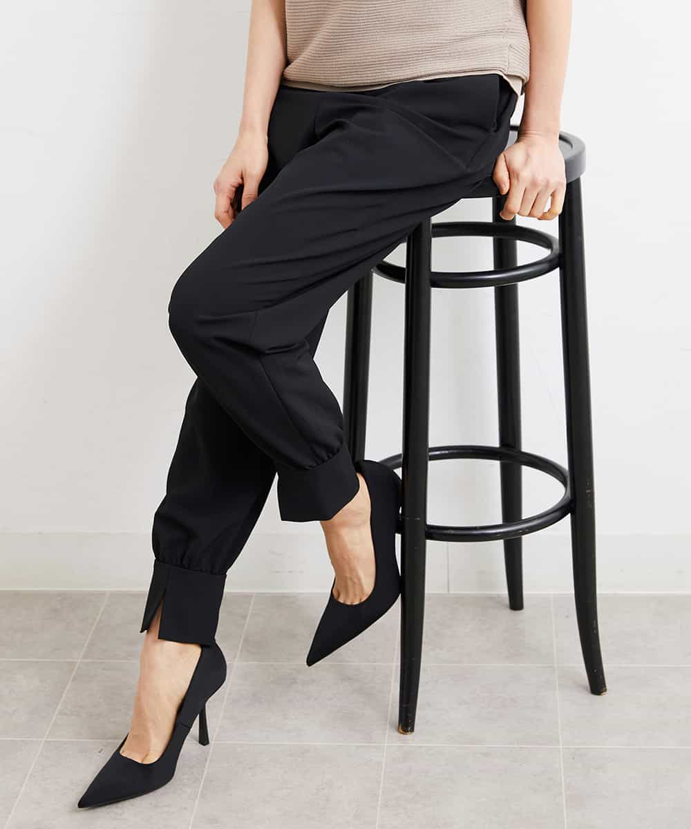 FMLGS40210 MICHEL KLEIN(ミッシェルクラン) ストレッチスリットジョガーパンツ ブラック(94)