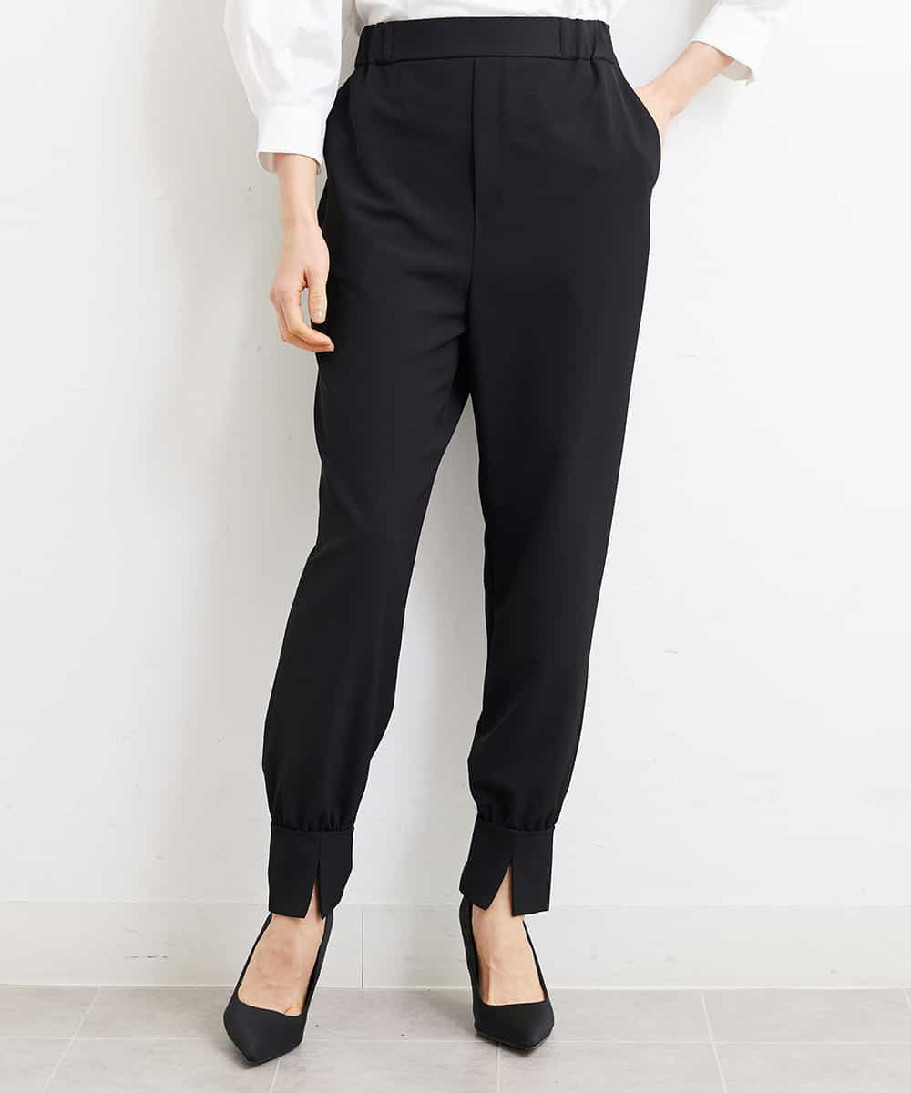 FMLGS40210 MICHEL KLEIN(ミッシェルクラン) ストレッチスリットジョガーパンツ ブラック(94)