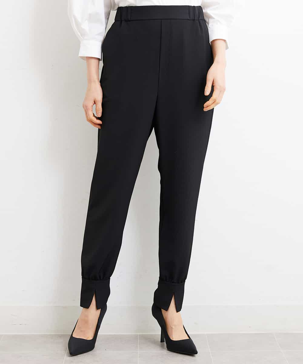 FMLGS40210 MICHEL KLEIN(ミッシェルクラン) ストレッチスリットジョガーパンツ ブラック(94)