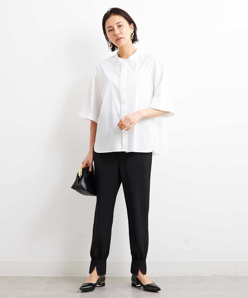 FMLGS40210 MICHEL KLEIN(ミッシェルクラン) ストレッチスリットジョガーパンツ ブラック(94)