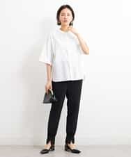 FMLGS40210 MICHEL KLEIN(ミッシェルクラン) ストレッチスリットジョガーパンツ ブラック(94)