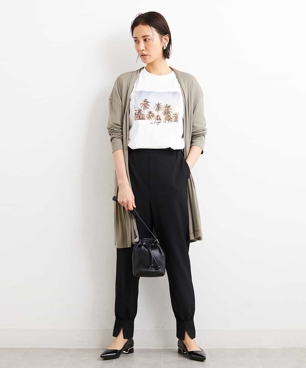 FMLGS40210 MICHEL KLEIN(ミッシェルクラン) ストレッチスリットジョガーパンツ ブラック(94)
